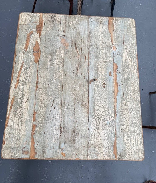 Vintage Wooden Top Metal Base Patio  Table   #6754 Byron