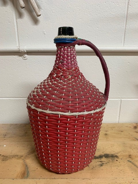 Vintage European Plastic Wicker  Demijohn Bottle  #5200 Byron