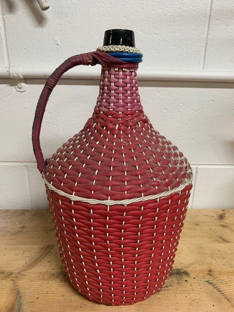Vintage European Plastic Wicker  Demijohn Bottle  #5200 Byron