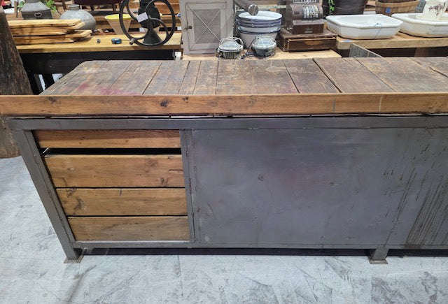 Vintage European Wood / Metal  Workbench #7247