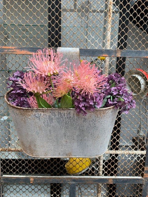 Vintage  Galvanised Wall Planter #5667