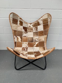 Patchwork Leather Butterfly Chair  #5565  Byron