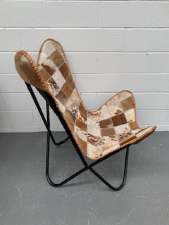 Patchwork Leather Butterfly Chair  #5565  Byron