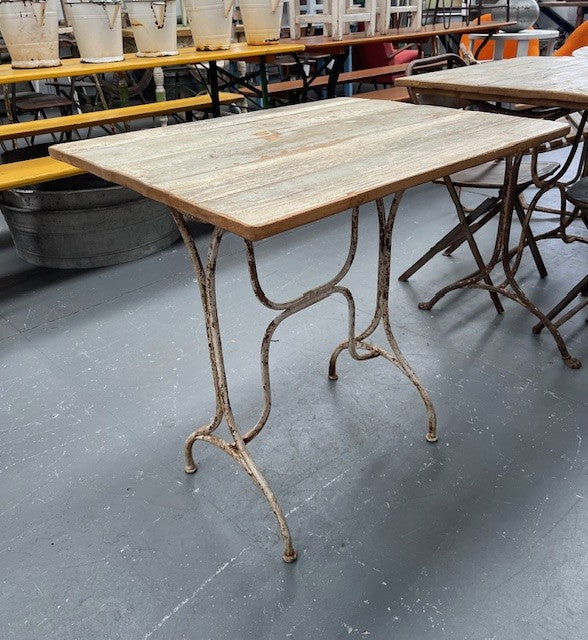 Vintage Wooden Top Metal Base Patio  Table   #6755 Byron