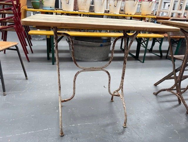 Vintage Wooden Top Metal Base Patio  Table   #6755 Byron