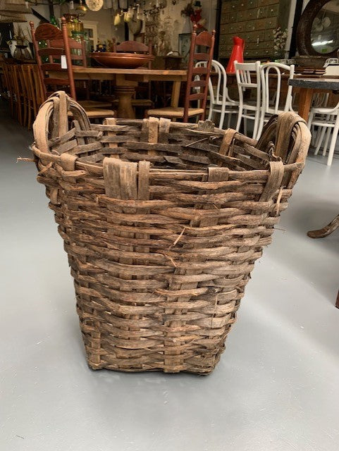 Rustic  French Woven Cleft Oak Grape Harvesting Basket  #5589
