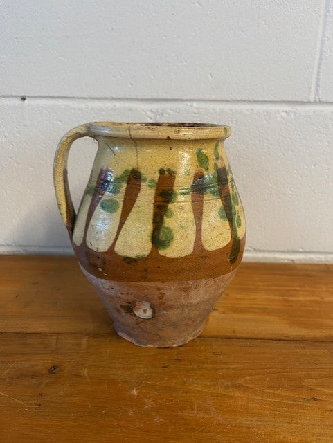 Vintage  Glazed  Hungarian  Terracotta Jug  #6446 Byron