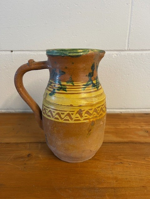 Vintage  Glazed  Hungarian  Terracotta Jug  #6442  Byron