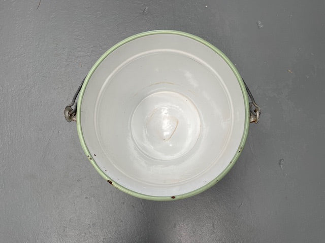 Vintage Hungarian Painted   Enamel Water Bucket  #6215  Byron
