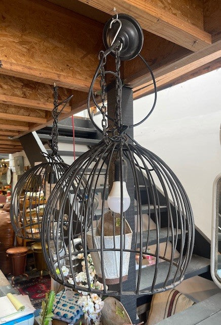 Vintage Industrial Metal  Cage Light  #6249  Byron