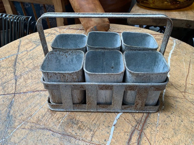 Galvanised   Caddy with 6 'Tins'  #5668 Byron