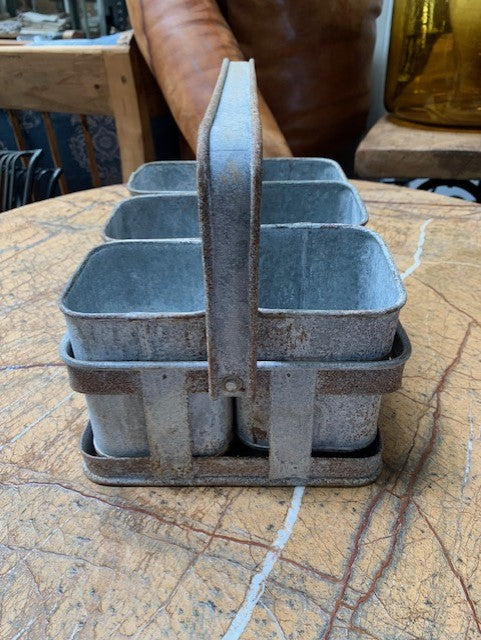 Galvanised   Caddy with 6 'Tins'  #5668 Byron