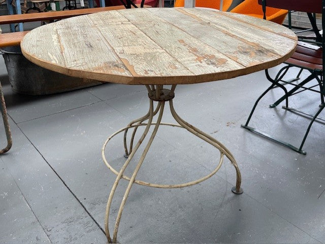 Vintage Wooden Top Metal Base Patio  Table   #6753 Byron