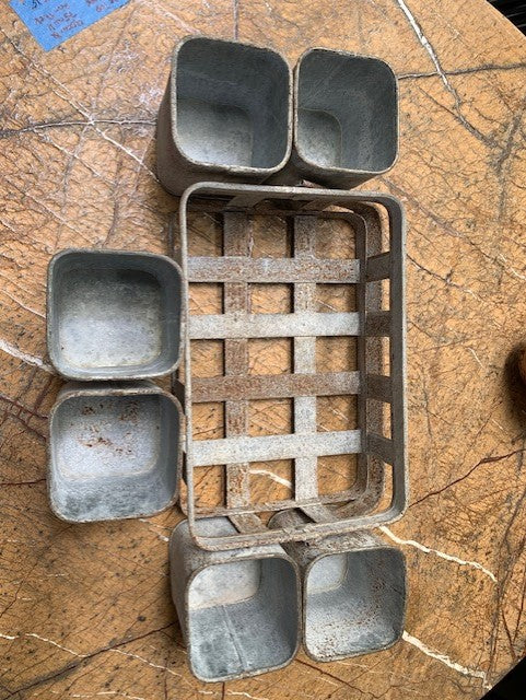 Galvanised   Caddy with 6 'Tins'  #5668 Byron