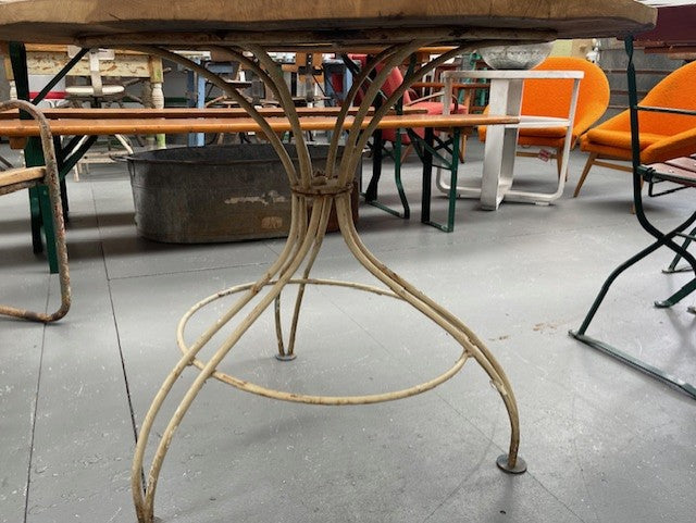 Vintage Wooden Top Metal Base Patio  Table   #6753 Byron