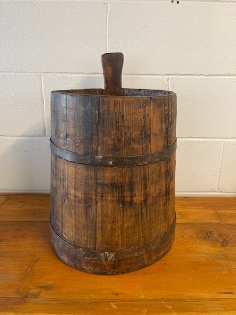 Vintage  European Wooden Bucket with Handle   #6462 Byron
