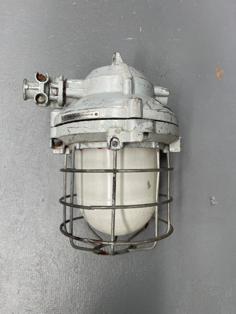 Vintage Industrial CZECH Caged Bunker  Light  #6206  Byron