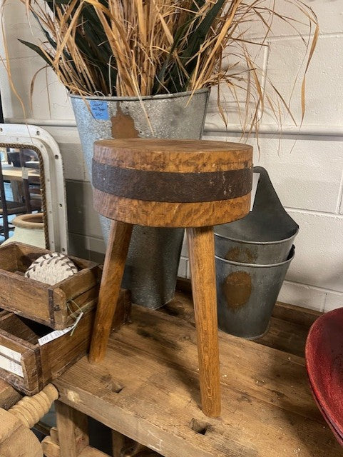 Vintage European Wooden Block Stool #6544 Byron – Fossil Vintage Australia