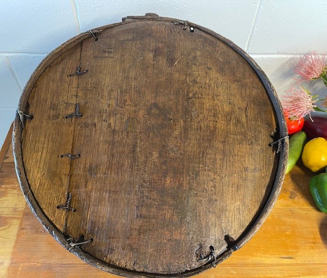 Vintage  European Wooden Veggie Bowl with Handle  #6485  Byron