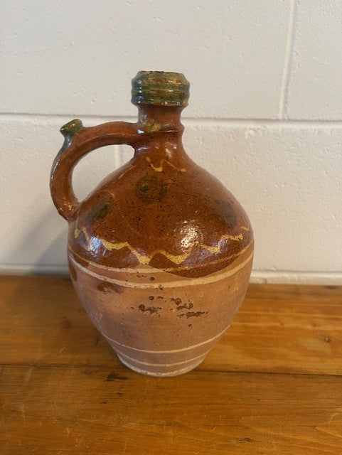 Vintage  Glazed  Hungarian  Terracotta Jug  #6448 Byron