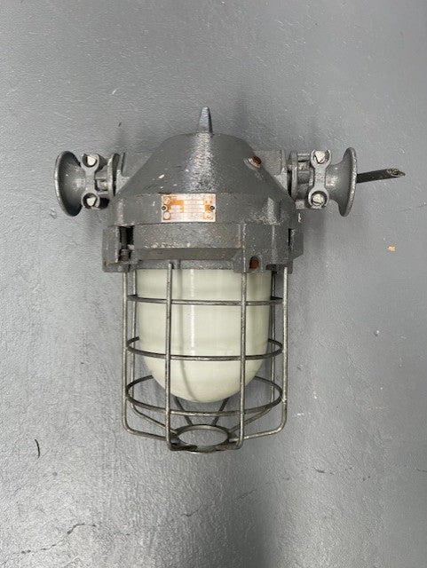 Vintage Industrial CZECH Caged Bunker  Light  #6205  Byron