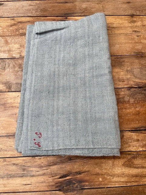 Steele Blue Dyed 1940s  Linen/Hemp Sheet    #6506 (Read Information About This Item) Byron