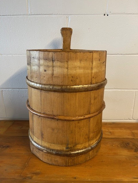 Vintage  European Wooden Bucket with Handle   #6463  Byron