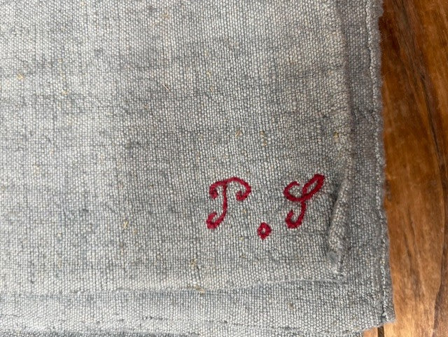 Steele Blue Dyed 1940s  Linen/Hemp Sheet    #6506 (Read Information About This Item) Byron