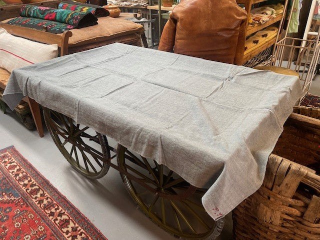 Steele Blue Dyed 1940s  Linen/Hemp Sheet    #6506 (Read Information About This Item) Byron