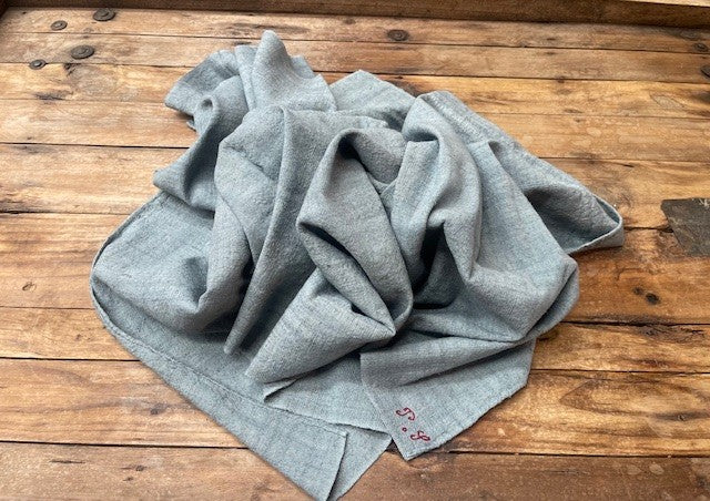 Steele Blue Dyed 1940s  Linen/Hemp Sheet    #6506 (Read Information About This Item) Byron