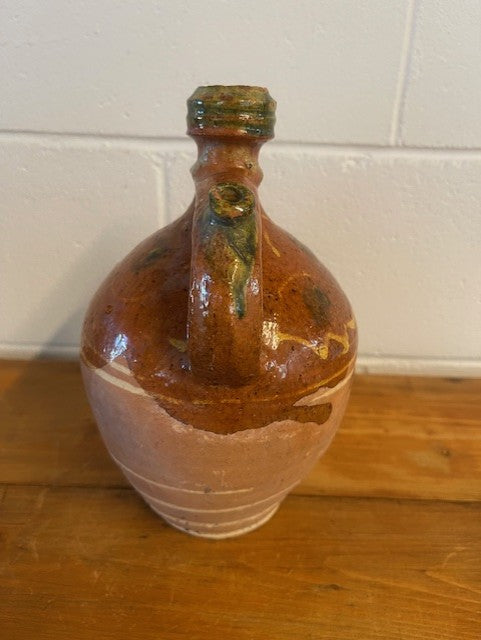 Vintage  Glazed  Hungarian  Terracotta Jug  #6448 Byron