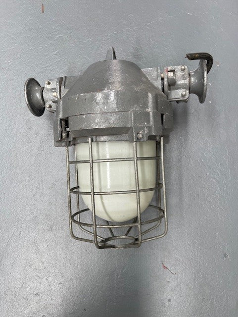 Vintage Industrial CZECH Caged Bunker  Light  #6205  Byron