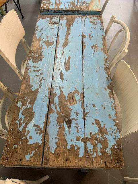 Vintage Blue Foldable Trestle   Table #5535 Byron