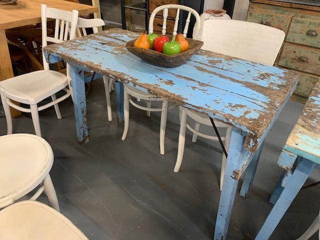 Vintage Blue Foldable Trestle   Table #5535 Byron