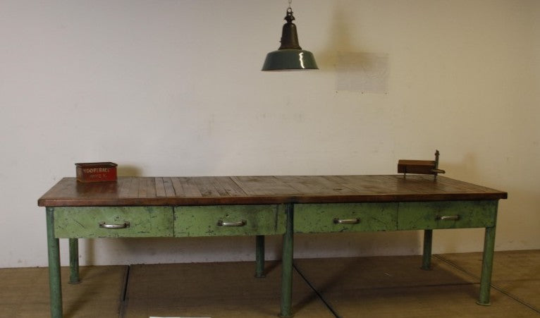 Vintage industrial European workbench table counter kitchen island 3.0 mt #2512