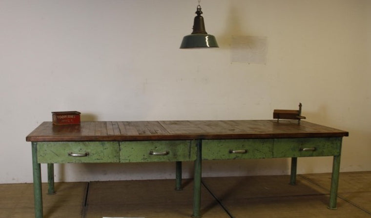 Vintage industrial European workbench table counter kitchen island 3.0 mt #2512