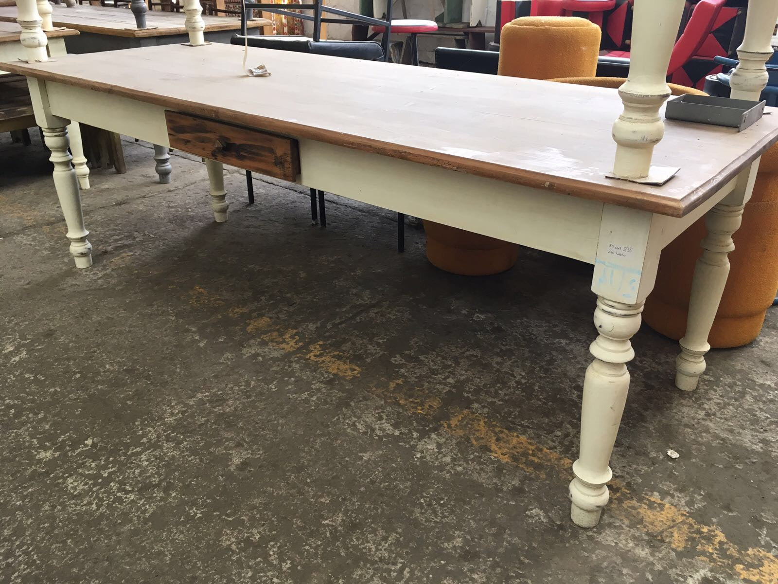 Vintage industrial European kitchen farmhouse dining table 2.2 mt #2102 in Byron