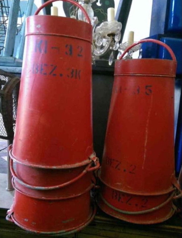 Vintage industrial German fire buckets #1061