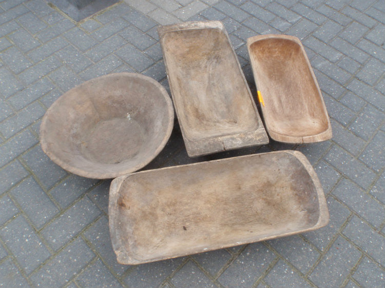 Vintage industrial Turkish wooden dough bowls #1064