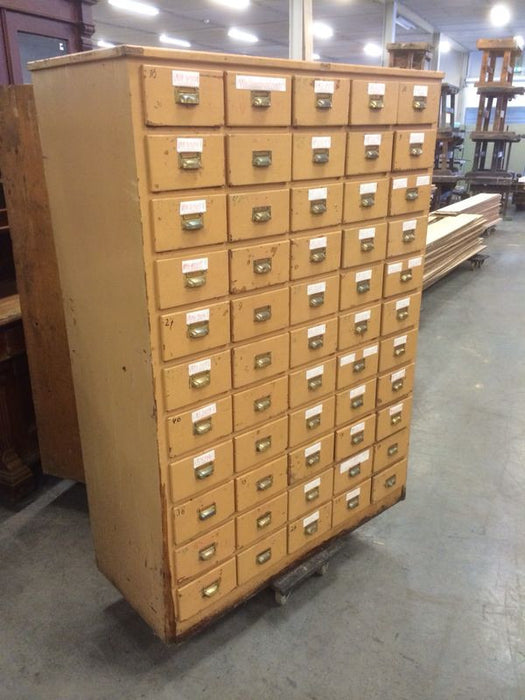 Vintage industrial French 40s wooden bank of drawers #1066 55 drawers in Byron