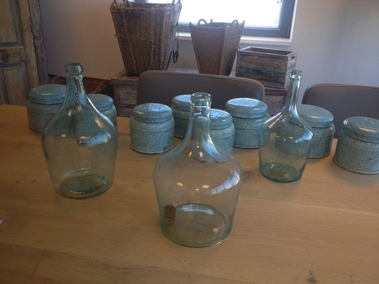 Vintage  French long neck glass demijohns  #1075.