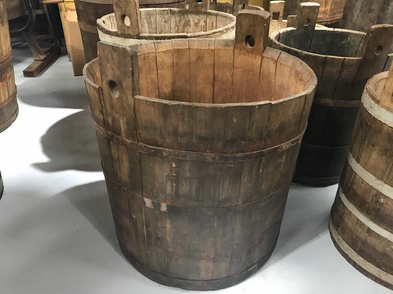 Vintage industrial French oak round wine barrel #1992/10