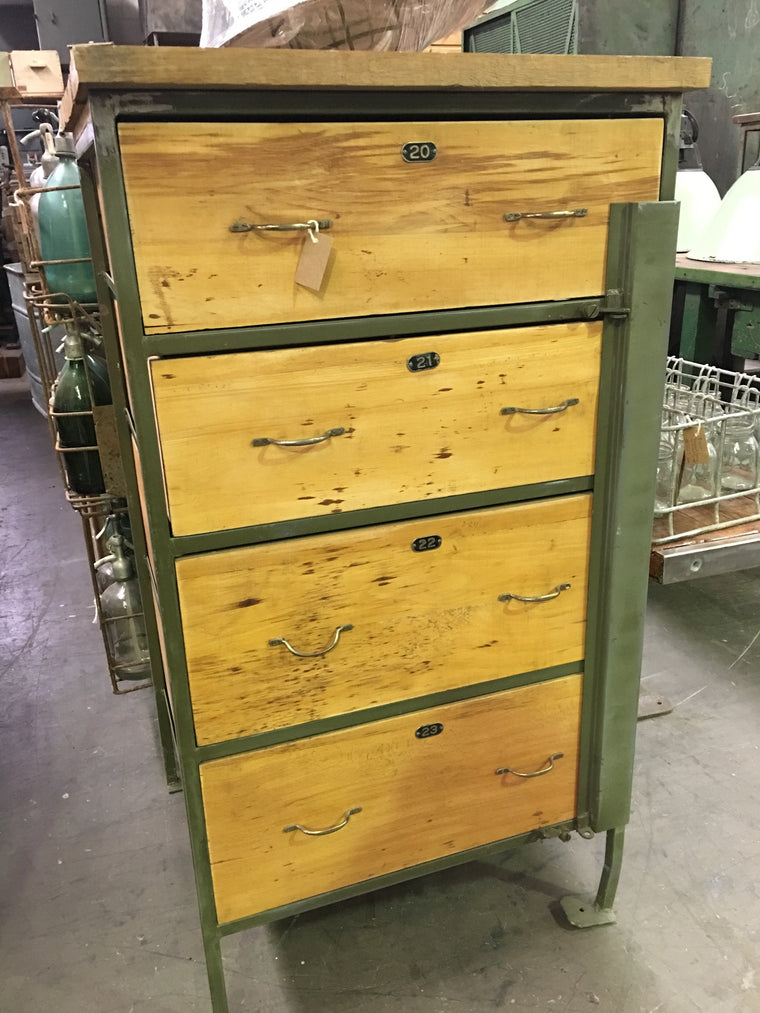Vintage industrial European warehouse cabinet #1204