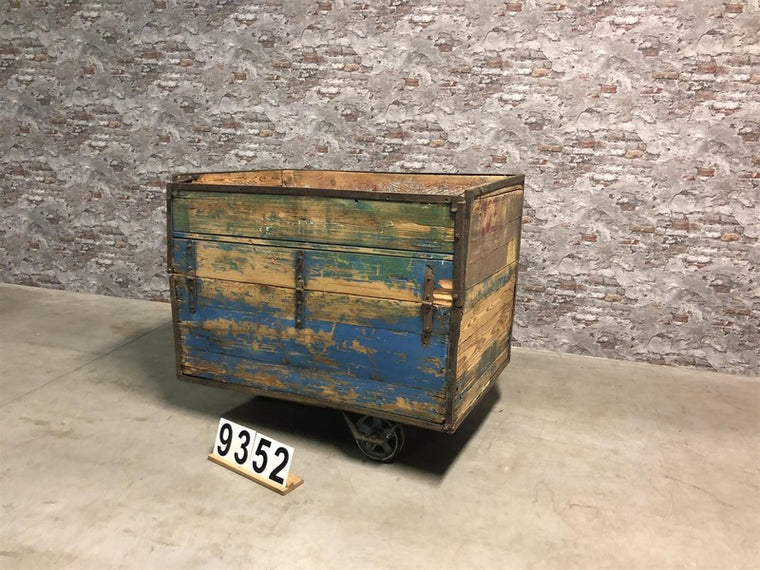 Vintage industrial Czech warehouse trolley  #2723