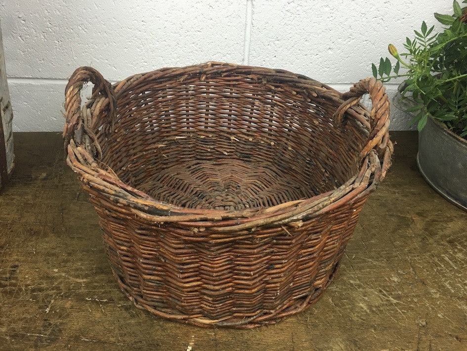 Vintage industrial French bakers basket cane willow #1306 sm