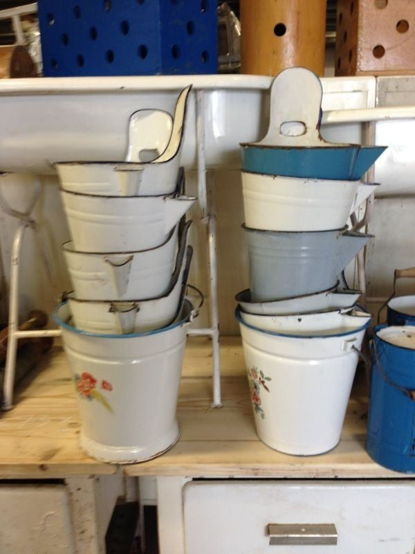 Vintage industrial European milking buckets #1335