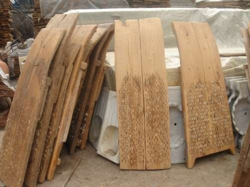 Vintage industrial Turkish wooden wheat thresher #1387 in Byron