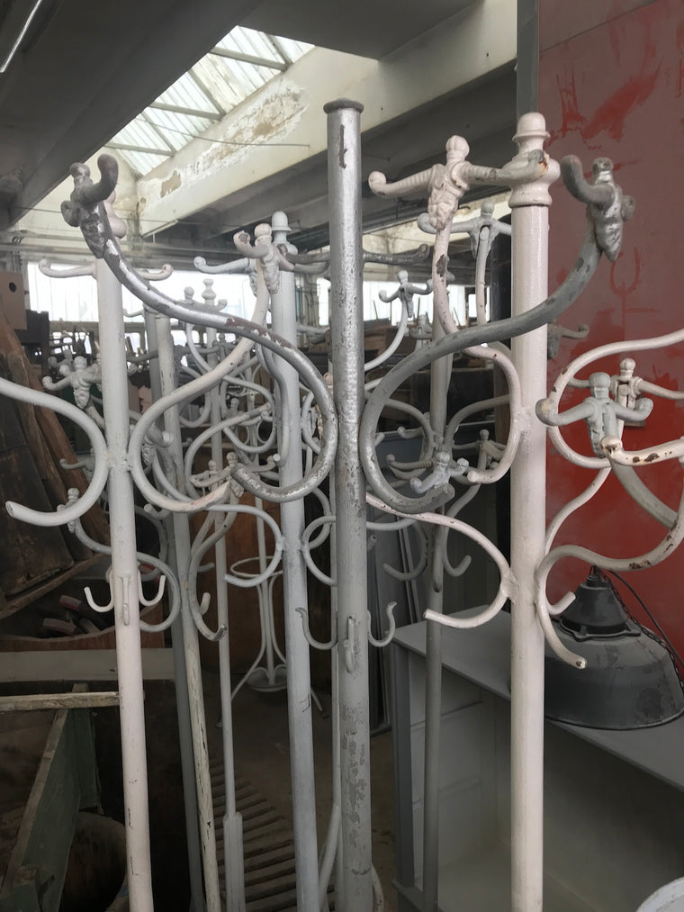 Vintage industrial European 40s wrought iron coat hat stands  #2278