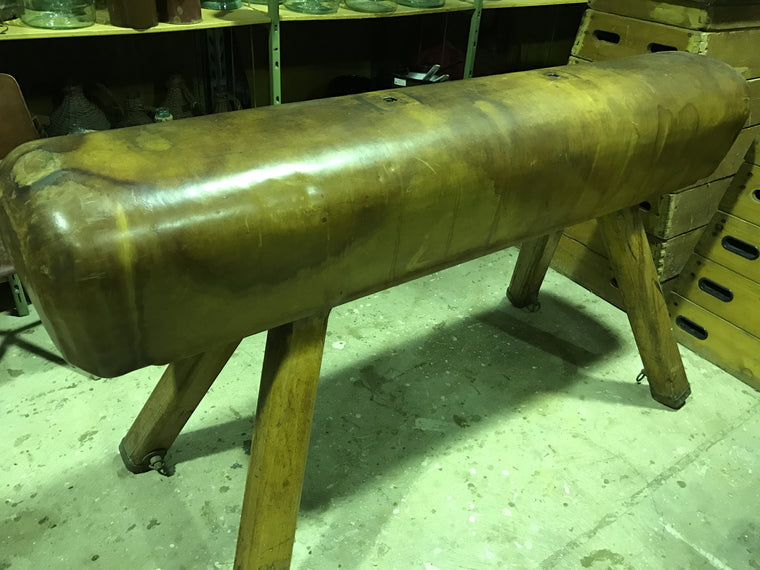 Vintage Romanian 1940s Leather Pommel Horse #1413