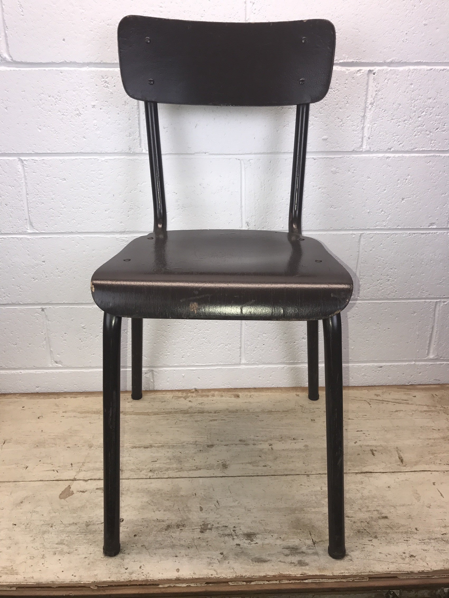 Vintage industrial Dutch school chairs  Dark brown #1402